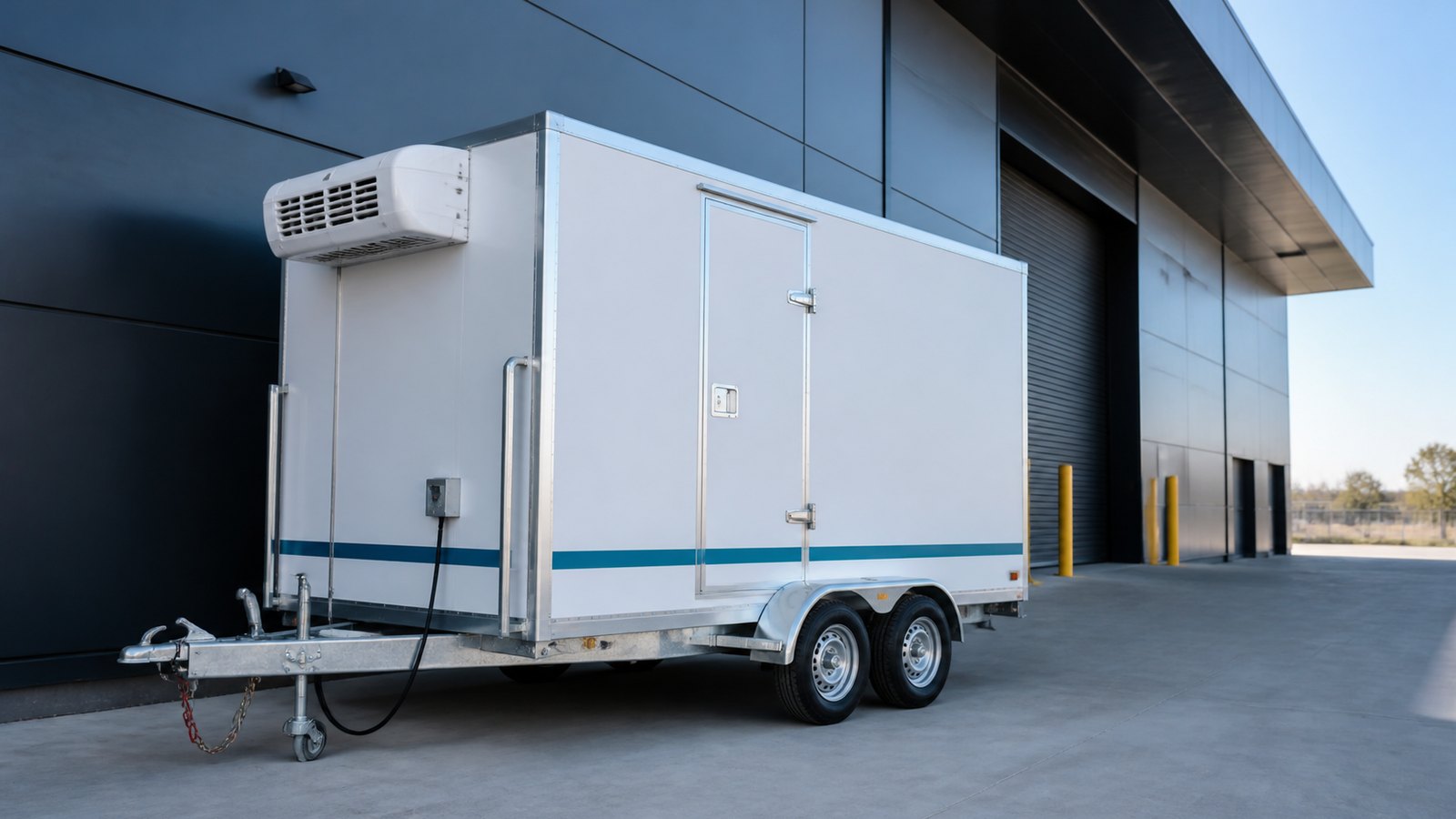 Mobile cool room hire trailer outside a commercial venue