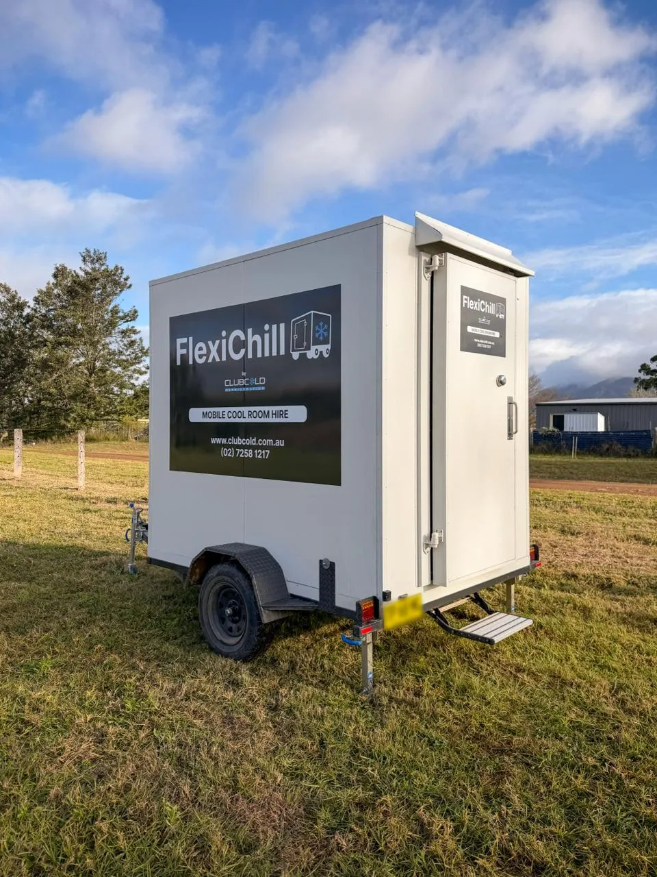 Branded FlexiChill mobile cool room hire unit in Gloucester NSW